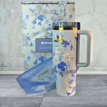 Stanley x LoveShackFancy 40 oz Quencher – Ribbon Rosa Blue Floral Tumbler
