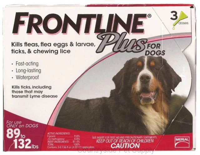 Frontline Plus for Dogs 89-132 lbs Flea & Tick Treatment | 3 Month Supply | Genuine USA